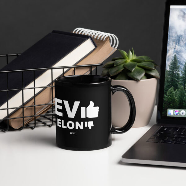 EV Yes Elonia No - Black Glossy Mug - Image 2